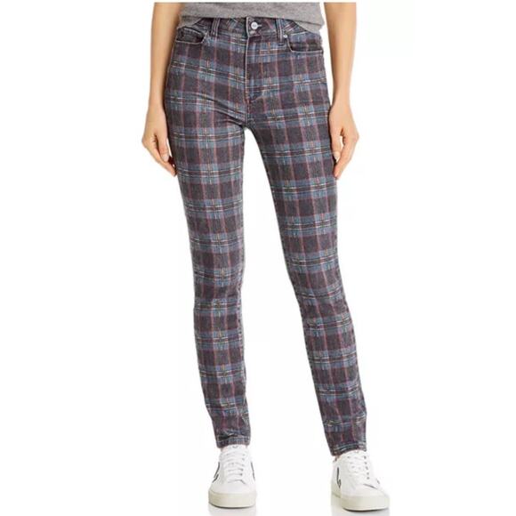Paige Tartan Plaid Hoxton Denim Ankle Skinny Jeans Size 32 - Picture 1 of 9